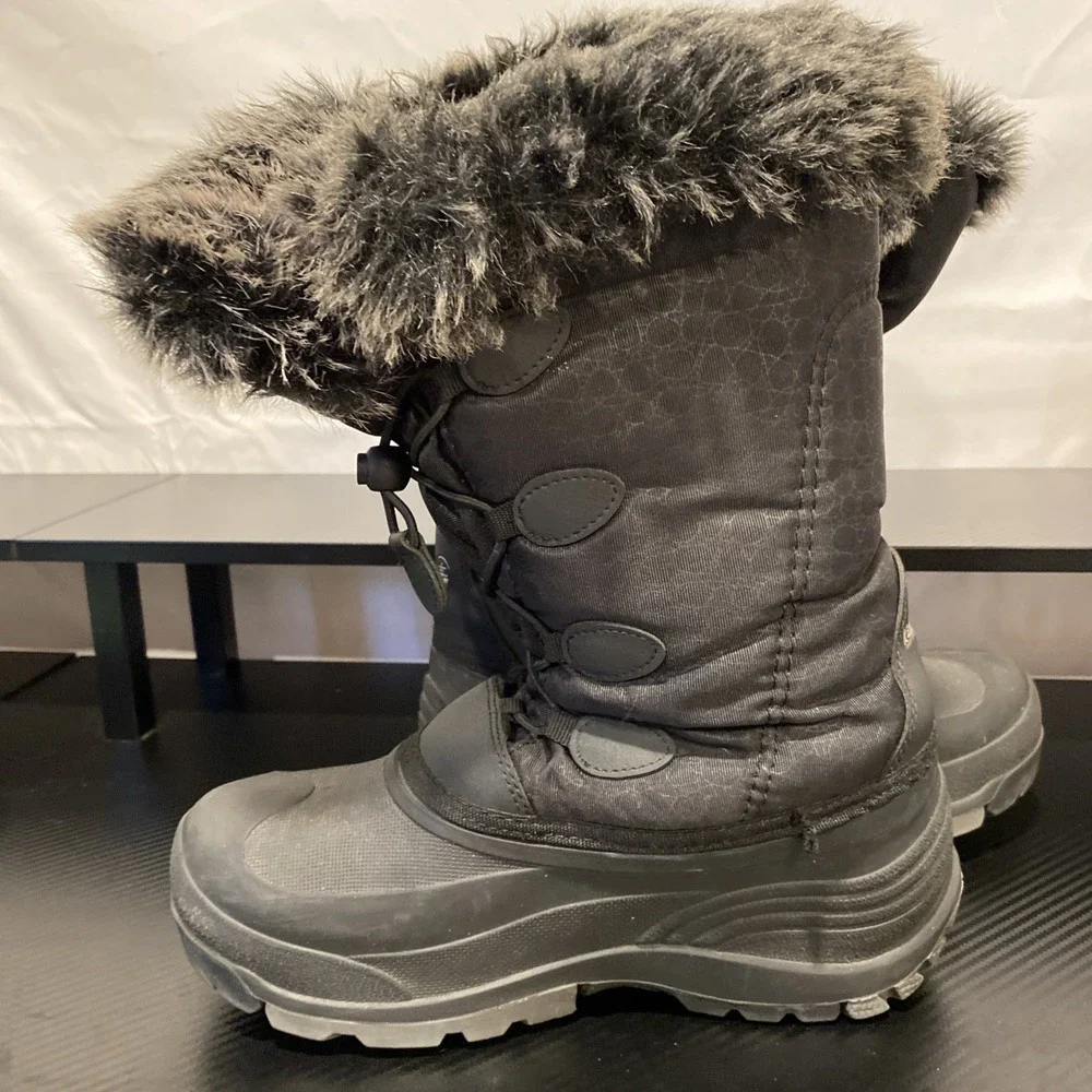 Kamik Snowgypsy3 Faux Fur Lined Winter Snow Boots Black Girls Youth‎ Size 6